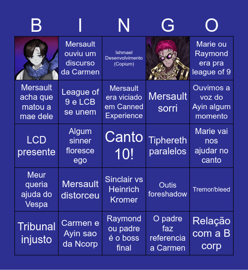 Canto 10 Bingo Card