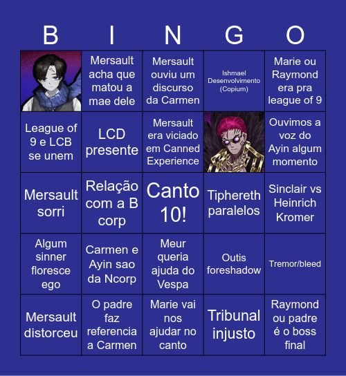Canto 10 Bingo Card