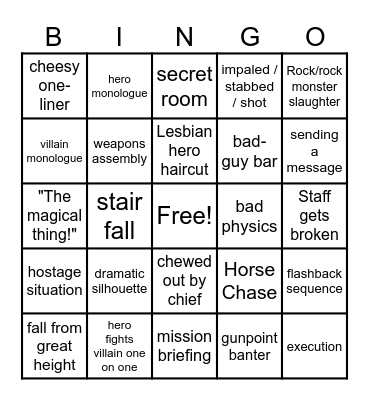 B-Movie Bingo Card