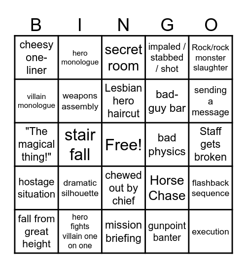 B-Movie Bingo Card