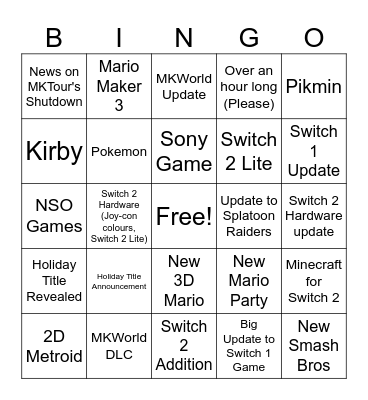 September Direct Predictions Bingo Card