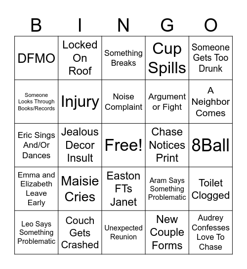 3R Party Bingo Card