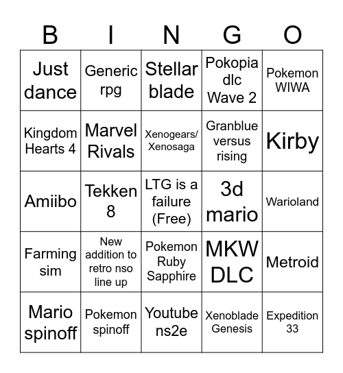 September Direct Bingo Card