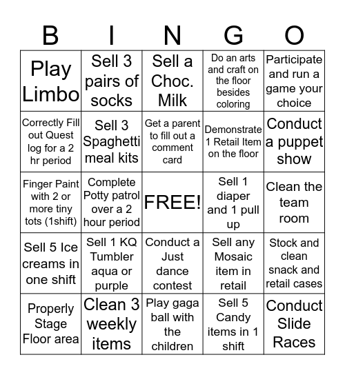 Winkler's BINGO Card Bingo Card
