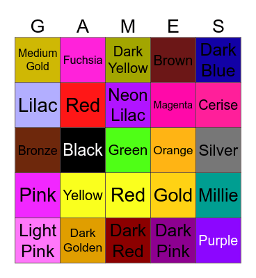 Color Bingo Card