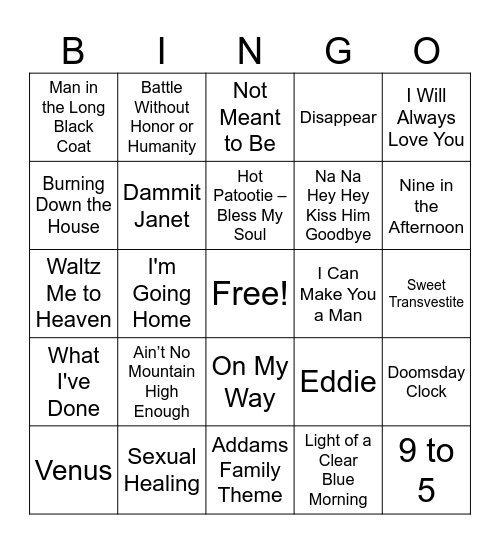 Four Corners of Fame Bingo Card
