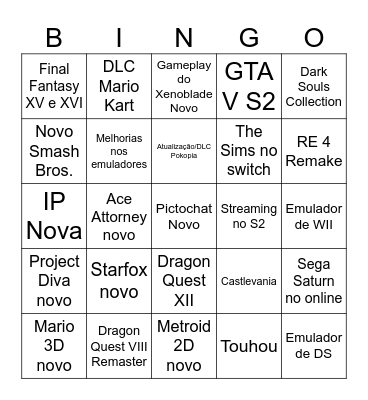 Nintendo Direct 09/09 Bingo Card