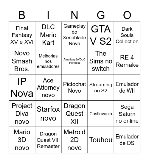 Nintendo Direct 09/09 Bingo Card