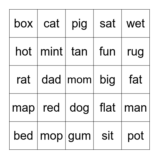 FE1: Reading Practice Bingo Card