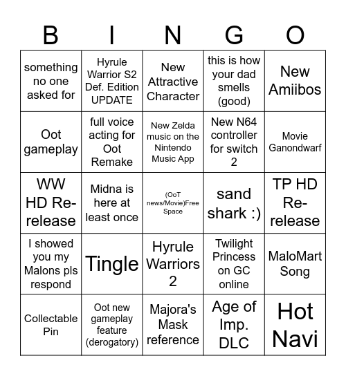 She Ocarina on my time until I HYAAAAHHH Bingo Card