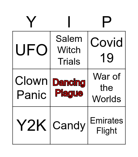 Mass Hysteria Bingo Card