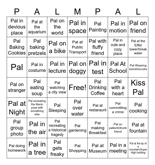 Operation The world is in our Palms Bingo Card