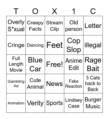 Tiktok Bingo Card