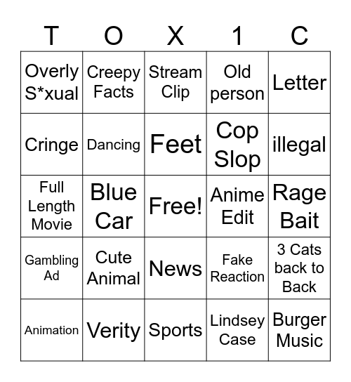 Tiktok Bingo Card