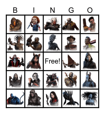 Dead By Daylight Killer Bingo Card