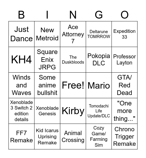 Direct Bingo Card