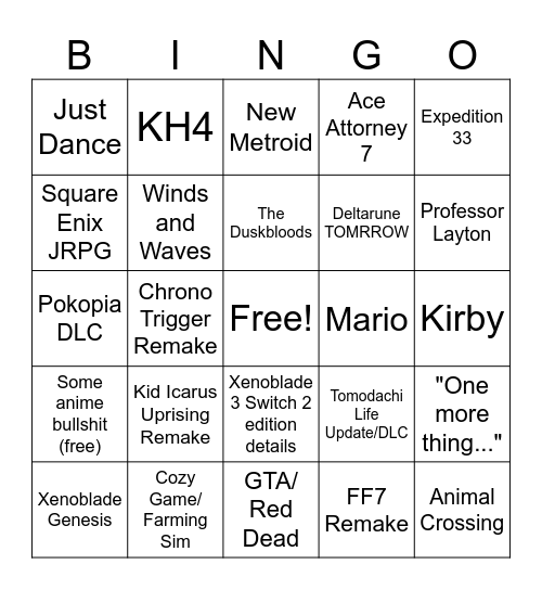 Direct Bingo Card