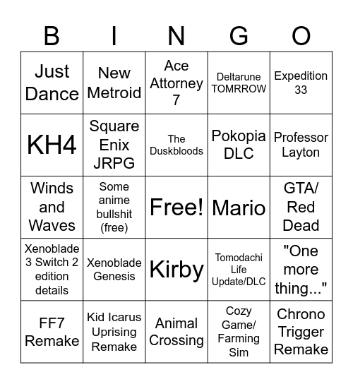 Direct Bingo Card