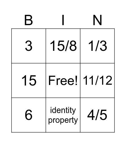 Grade 7 Bingo Card