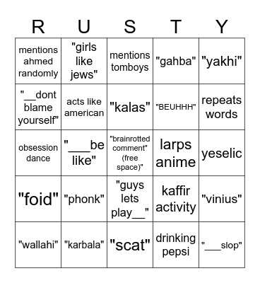 rustic bingo Card