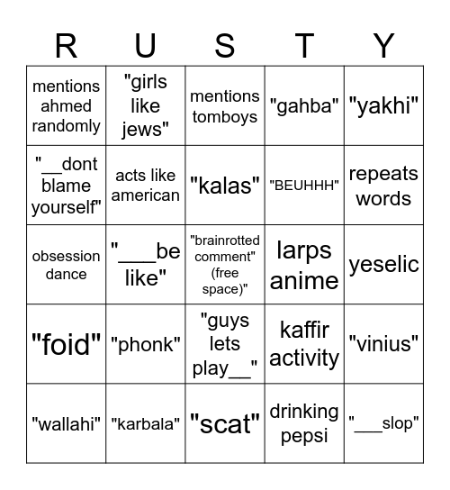 rustic bingo Card