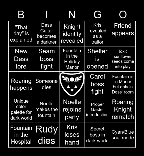 Deltarune Chapter 6 Bingo Card