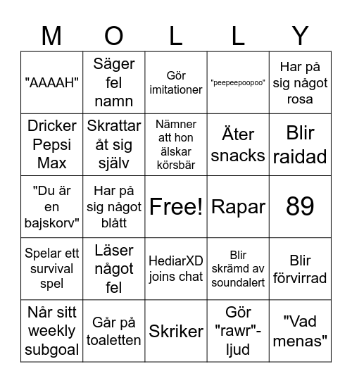 MOLLY Bingo Card