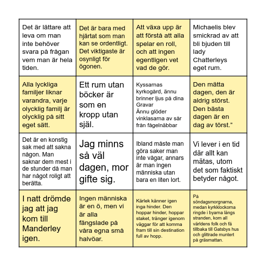 Litteraturbingo Card