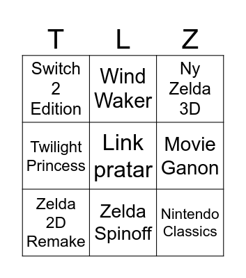 Zelda Direct Bingo Card