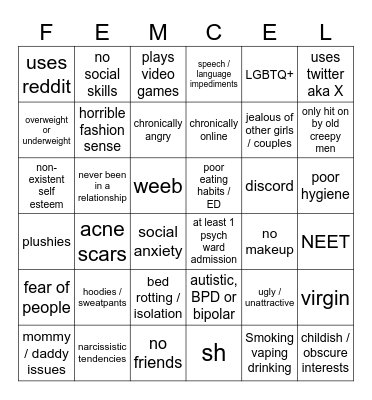 Ultimate true femcel bingo Card