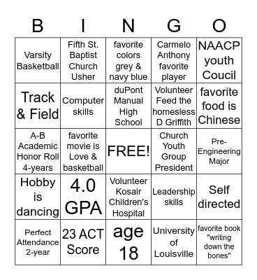 Alisha Davis' Graduation Party 2013  Bingo Card
