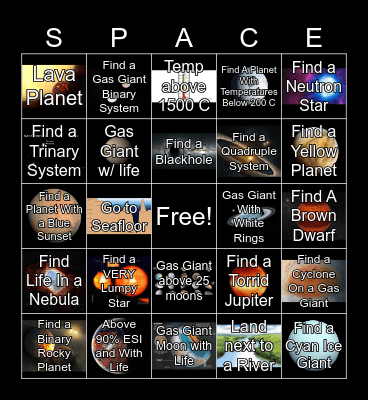 Space Engine Places (Pluto King & Chaton Queen's Version :)) Bingo Card