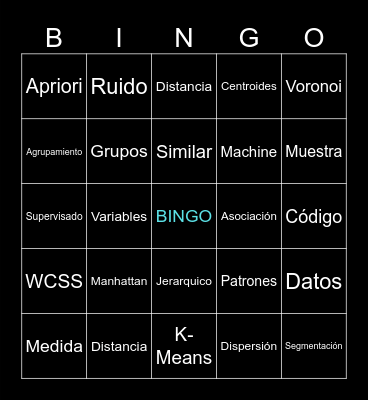 Clustering No Supervisado con K-Means Bingo Card