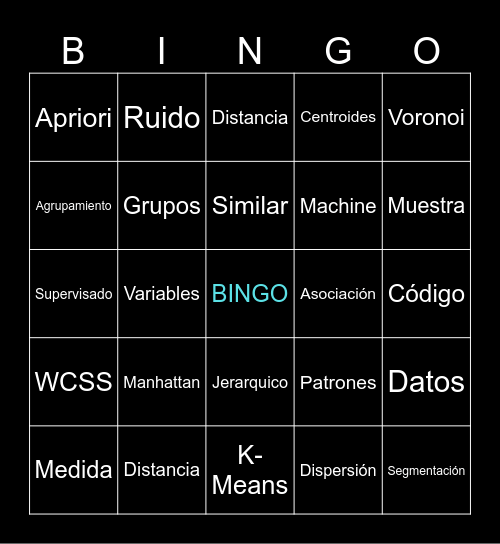 Clustering No Supervisado con K-Means Bingo Card