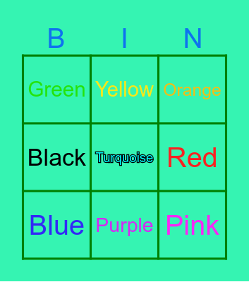 Color Bingo! Bingo Card