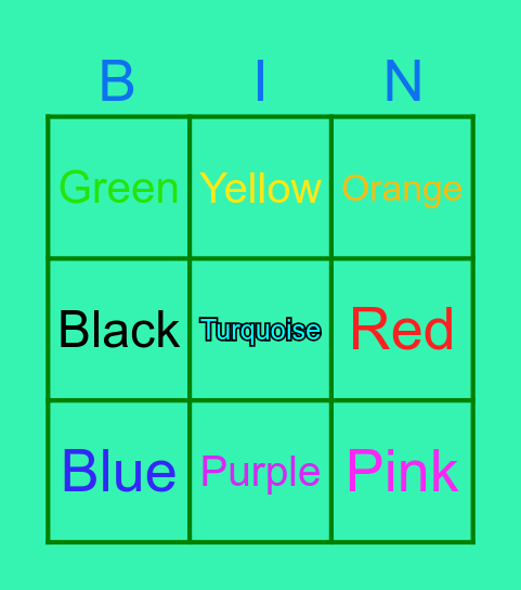 Color Bingo! Bingo Card