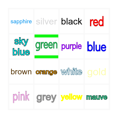 Vocabulary Bingo Card
