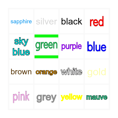 Vocabulary Bingo Card