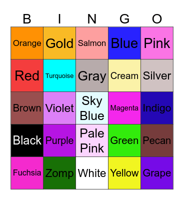 Color Bingo Card
