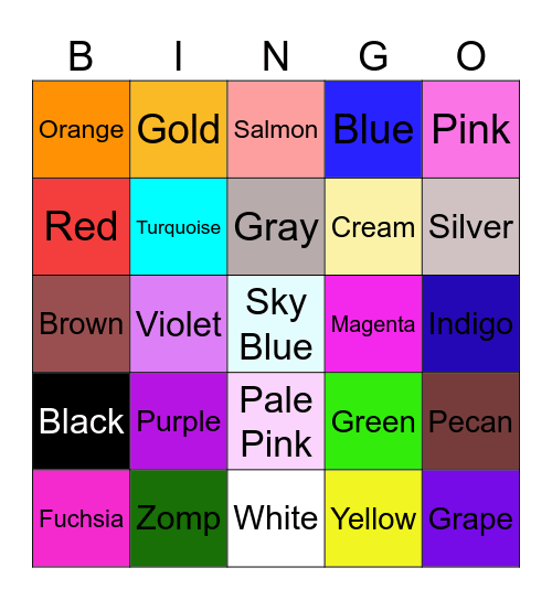 Color Bingo Card