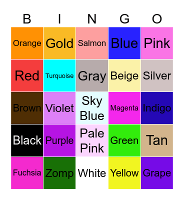 Color Bingo Card