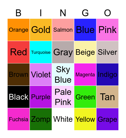 Color Bingo Card