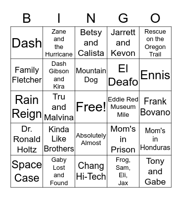 4th Grade Sasquatch Bingo Card