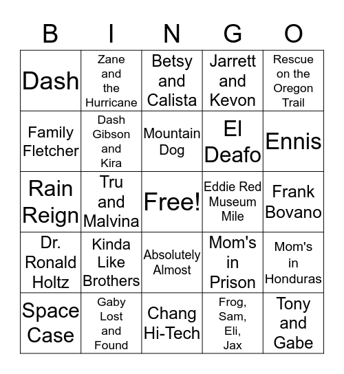 4th Grade Sasquatch Bingo Card