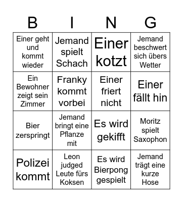 G7 Party Bingo Card