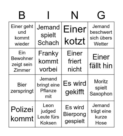 G7 Party Bingo Card