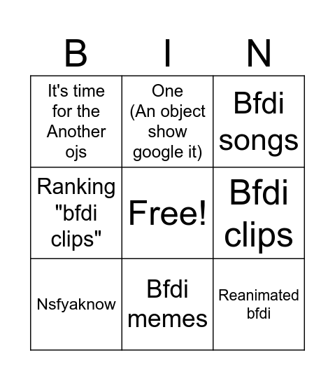 Osc shorts Bingo Card