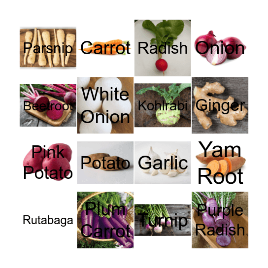 Root Vegetables Bingo Card