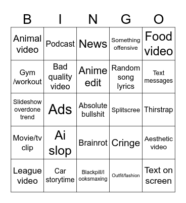 Doomscroll bingo Card