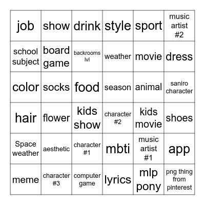 how i see myself ᐢ. ₓ .ᐢᵎᵎ Bingo Card
